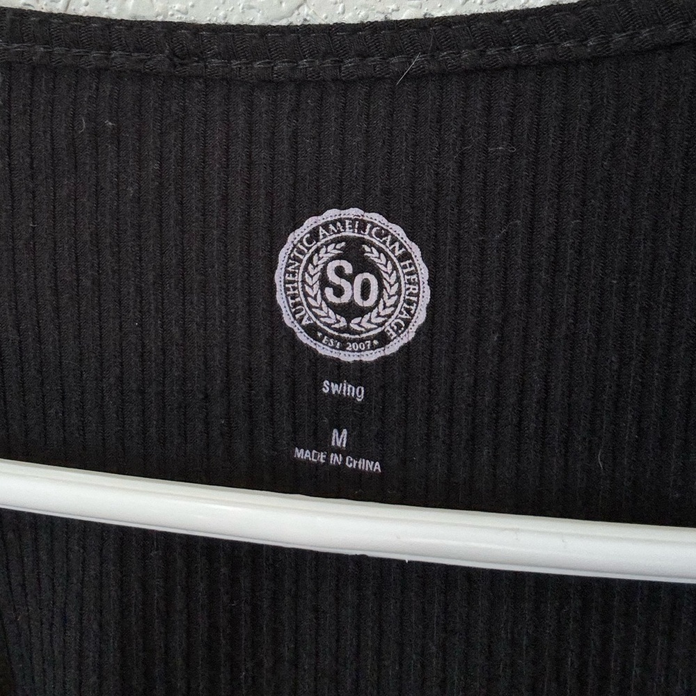 Black Ribbed Cold Shoulder Top - Picture 3 of 4